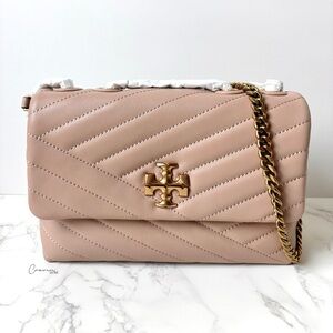 New Tory Burch Kira Small Leather Convertible Shoulder Bag Devon Sand